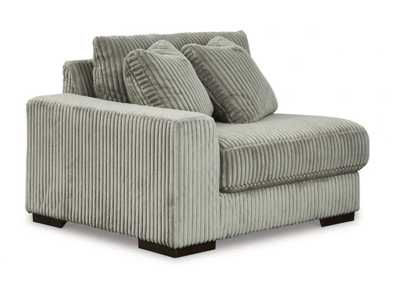 Comfy 1 Seater Plush Sofa with Chaise in Grey/Ivory Colour Anti Sag Fabric - Lambina